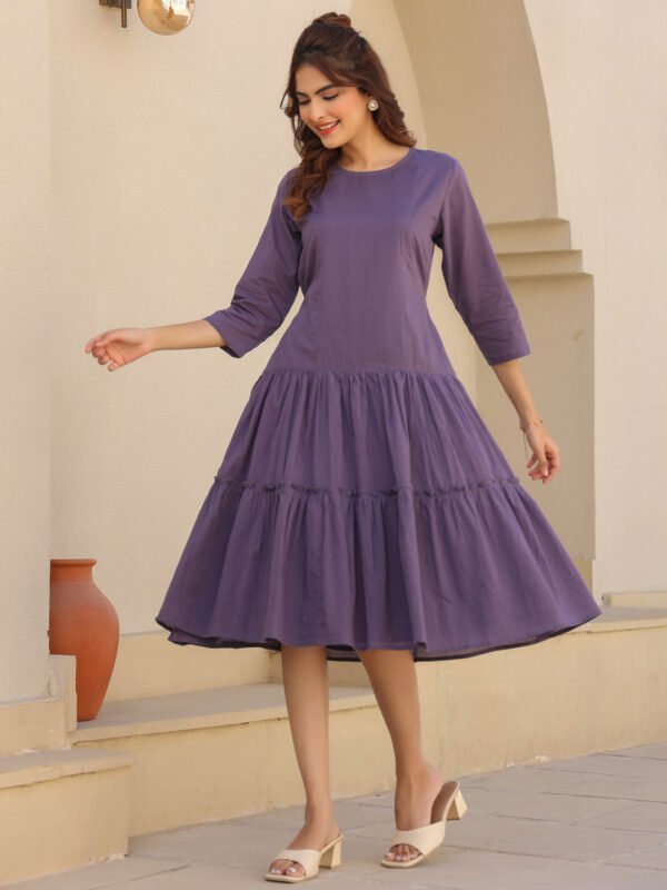 Lavender Pure Cotton Tiered Dress